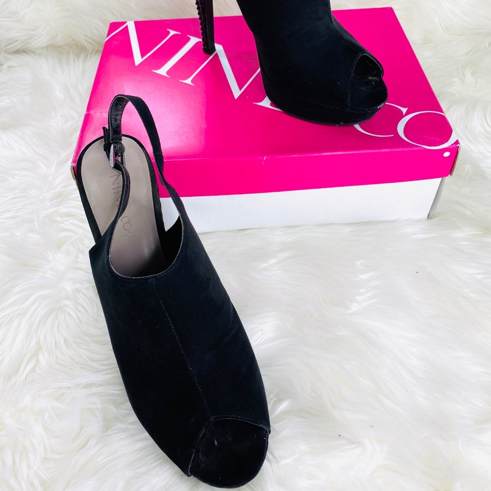 Nine & Co Black Platform Sz 10 Spike Heels